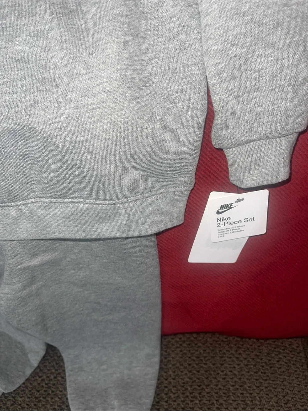 Nike Kids Gray Sweatshirt and Joggers Set with Multicolor 'Just Do It' Logo